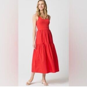 NWT J Crew red tiered knit mixy midi sleeveless dress
